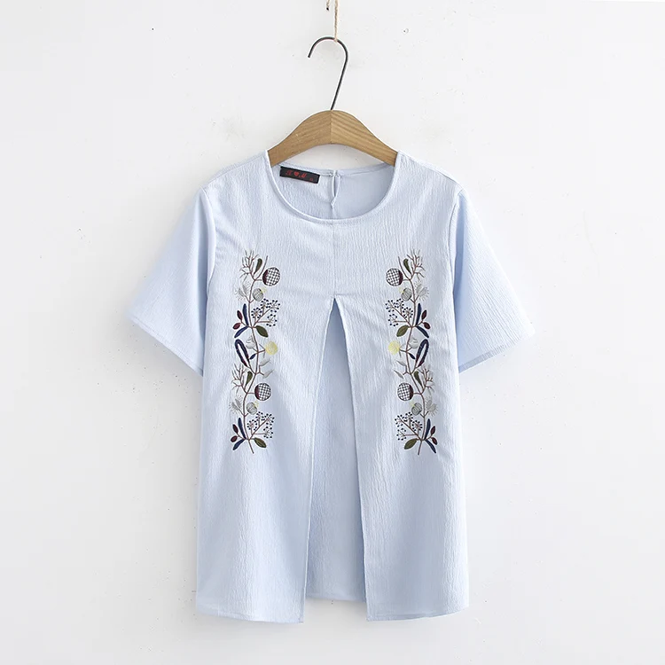 Oversize Plus Size Cotton linen blue O-Neck Embroidered T Shirt Women Short Sleeve Tshirt 2019 t-shirt Summer Top
Oversize Plus Size Cotton linen blue O-Neck Embroidered T Shirt Women Short Sleeve Tshirt 2019 t-shirt Summer Top