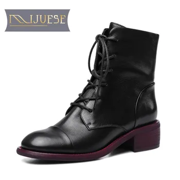 MLJUESE 2019 women ankle boots cow leather lace up square toe British style winter short plush low heel boots women boots
MLJUESE 2019 women ankle boots cow leather lace up square toe British style winter short plush low heel boots women boots