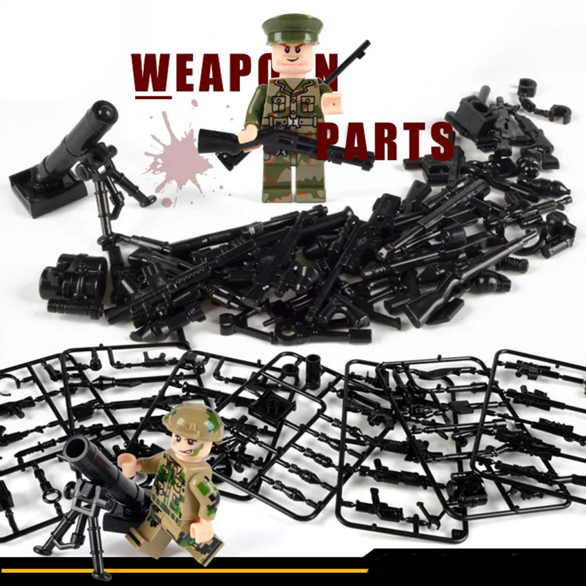 

WW2 Military Guns Weapon Pack Building Blocks City Police Swat Team Soldiers Figure Bricks Military Army Builder Series Toys