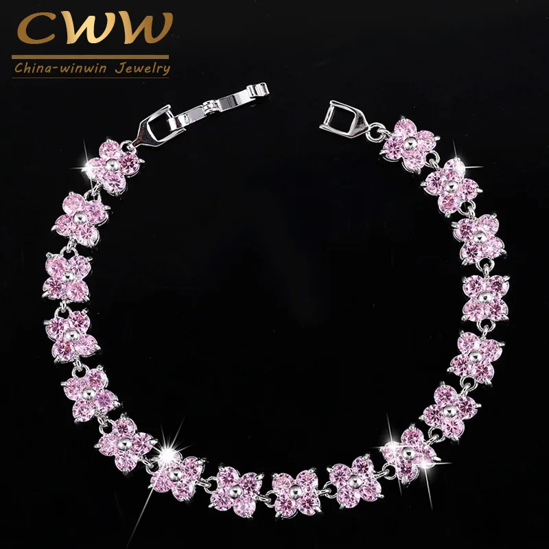 CWWZircons Famous Brand Jewelry Lucky Pink Cubic Zircon Stones Four Leaves CZ Flower Connected Bracelets For Women CB129
CWWZircons Famous Brand Jewelry Lucky Pink Cubic Zircon Stones Four Leaves CZ Flower Connected Bracelets For Women CB129