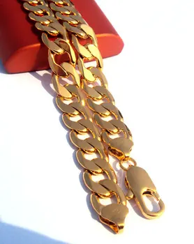 

Classic Men's ITALY Curb yellow gold real GF chain necklace 23.6" SALE Front 100pcs loss.Fast