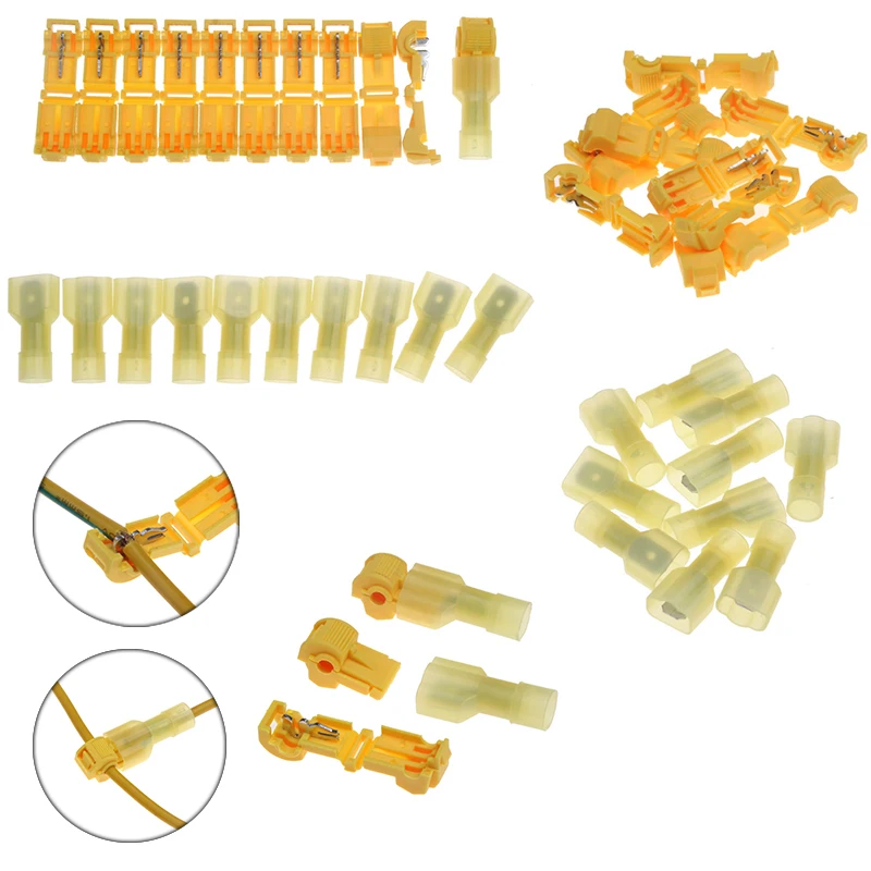 100PCS T-Tap/Male Yellow Insulated Quick Splice Nylon Spade Male Terminals Wire Connector Terminals 12-10AWG
100PCS T-Tap/Male Yellow Insulated Quick Splice Nylon Spade Male Terminals Wire Connector Terminals 12-10AWG