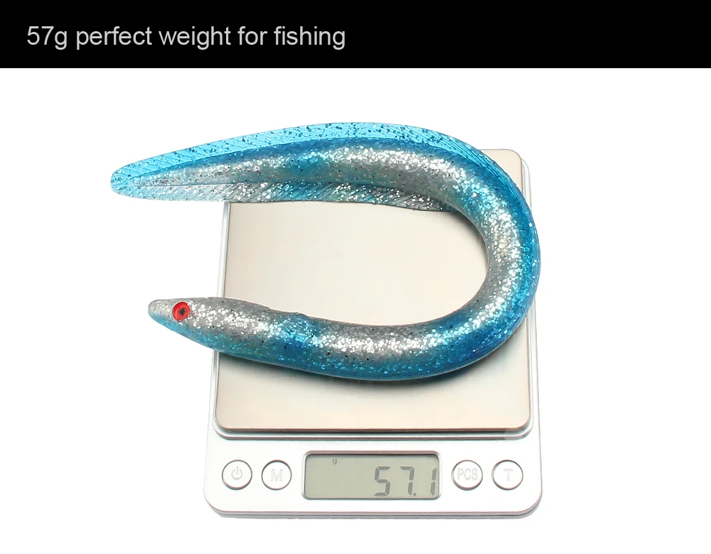 3pcLot Simulation Of Three-Dimensional Eel Lure Soft Baits Sinking Fishing Lure 29.5cm, 57g, 5 Colors Eels For Big Game (5)