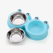 2018 חיות מחמד כלב חתול כלבלב נסיעות האכלת מזין כפול מזון קערת מים צלחת חמוד צפרדע מחמד האכלת קערה(China)