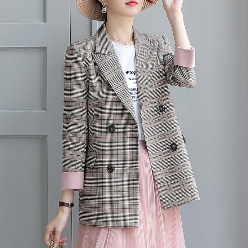2019 Fashion Double Breasted Plaid Women Blazer Coat Retro Lattice Suit Jacket Jacket Blazer Female Casual Coats Plus Size 4XL
2019 Fashion Double Breasted Plaid Women Blazer Coat Retro Lattice Suit Jacket Jacket Blazer Female Casual Coats Plus Size 4XL