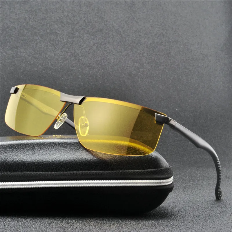 MINCL Aluminum Magnesium Day and Night Sunglasses Polarized Vision Glasses Men Anti-Glare Driver Yellow Driving NX | Аксессуары для