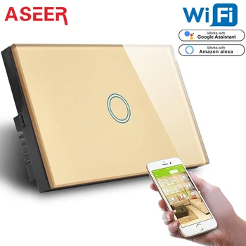 ASEER,US Wifi Wall Touch Switch 1 Gang Glass Panel Wall Light Switch,Support Alexa Google Assistant 110-240V Gold Smart Switch
ASEER,US Wifi Wall Touch Switch 1 Gang Glass Panel Wall Light Switch,Support Alexa Google Assistant 110-240V Gold Smart Switch