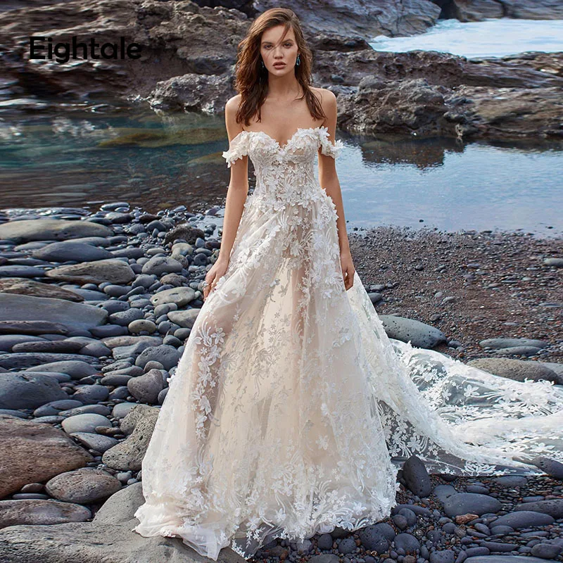 Eightale Beach Wedding Dresses Boho Sweetheart Wedding Gowns A-Line Off the Shoulder Lace Romatic Bride Dress Free Shipping
Eightale Beach Wedding Dresses Boho Sweetheart Wedding Gowns A-Line Off the Shoulder Lace Romatic Bride Dress Free Shipping