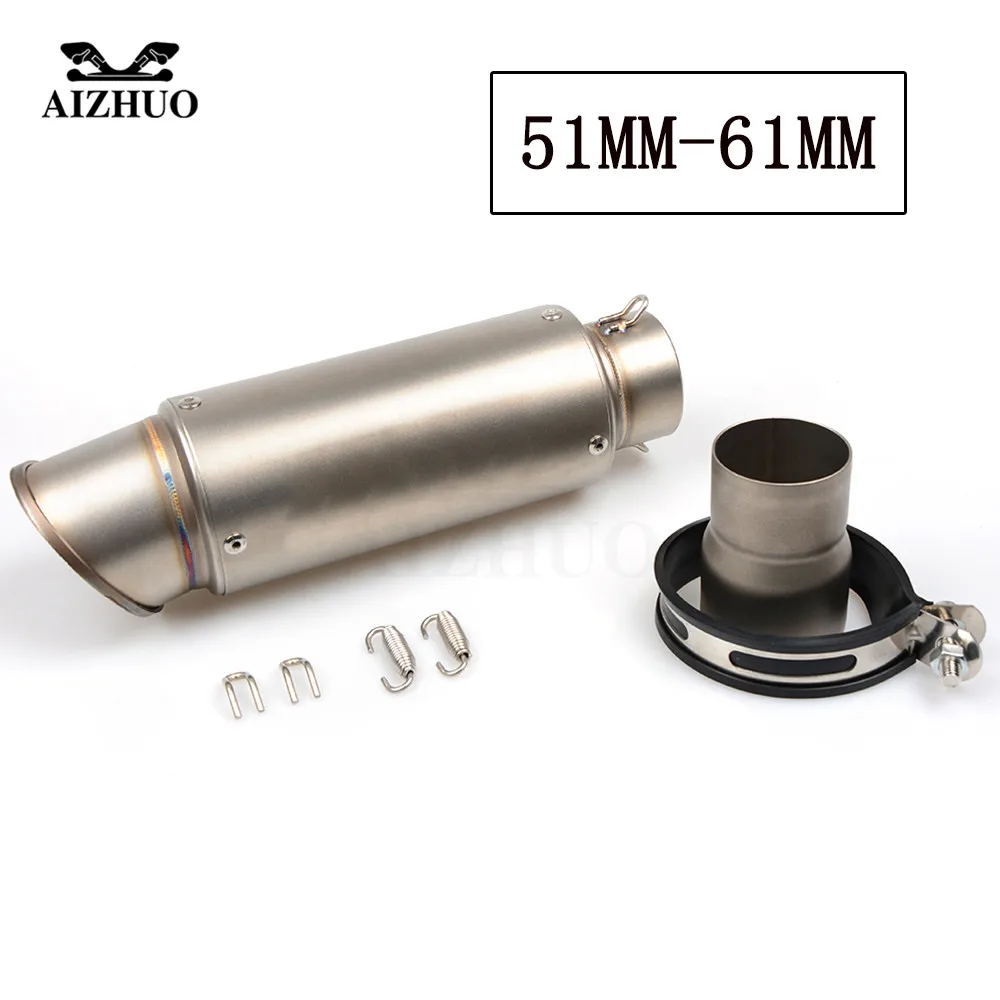 36-51mm 61mm Motorcycle Universal Exhaust Muffler Pipe with Baffler For yamaha nmax cbr650f cb650f cb1000r nc750x mt03 
36-51mm 61mm Motorcycle Universal Exhaust Muffler Pipe with Baffler For yamaha nmax cbr650f cb650f cb1000r nc750x mt03