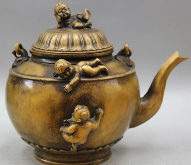 JP S0524 13" Marked Chinese palace Copper Tong Zi Boy Lad Wine Tea Pot Flagon Teapot
JP S0524 13" Marked Chinese palace Copper Tong Zi Boy Lad Wine Tea Pot Flagon Teapot