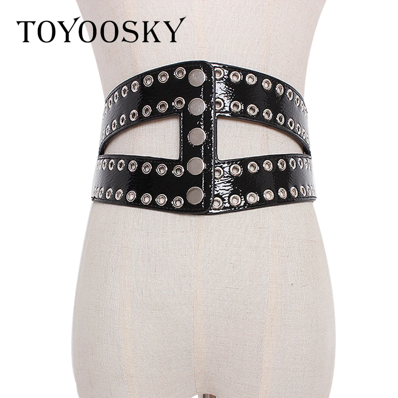 2019 Punk Women Belt Eyelet Rivet Elastic Patent Leather Waistband Wide Belt for Dress Coat All-match Silver Belts for Female
2019 Punk Women Belt Eyelet Rivet Elastic Patent Leather Waistband Wide Belt for Dress Coat All-match Silver Belts for Female