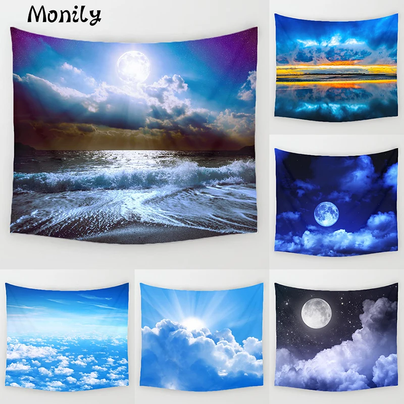 

Monily Natural Scenic Polyester Sunset Sunrise Cloud Printed Hanging Wall Tapestry Home Decor Yoga Mat Living Room Decoration