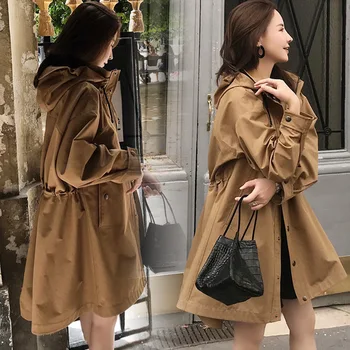 Hooded Trench Coat Female 2020 Spring Autumn Long Drawstring Waist Leisure Tooling Students Chic Trench
Hooded Trench Coat Female 2020 Spring Autumn Long Drawstring Waist Leisure Tooling Students Chic Trench