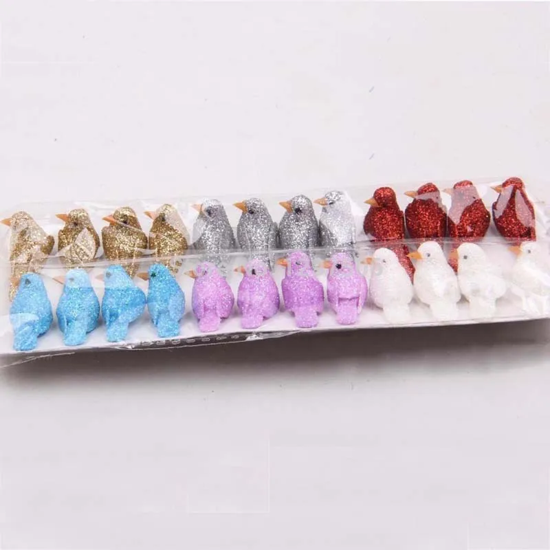 Image Mixcolor Lovely dove artificial foam PE mini glitter bird,diy scrapbooking,hanging decoration for christmas,ornaments gift box