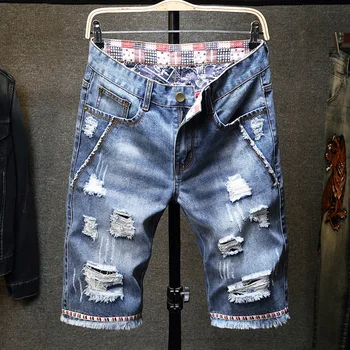 Men Holes Short Jeans Light Blue Denim Shorts High Quality Men Straight Slim Short Jeans New Male Cotton Denim Shorts Size 38
Men Holes Short Jeans Light Blue Denim Shorts High Quality Men Straight Slim Short Jeans New Male Cotton Denim Shorts Size 38