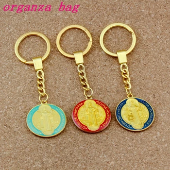 Key Ring Enamel Round Saint Benedict Medal Pendant Cross Christian Key Ring Travel Protection DIY Accessories 10pcs/lots 3color
Key Ring Enamel Round Saint Benedict Medal Pendant Cross Christian Key Ring Travel Protection DIY Accessories 10pcs/lots 3color