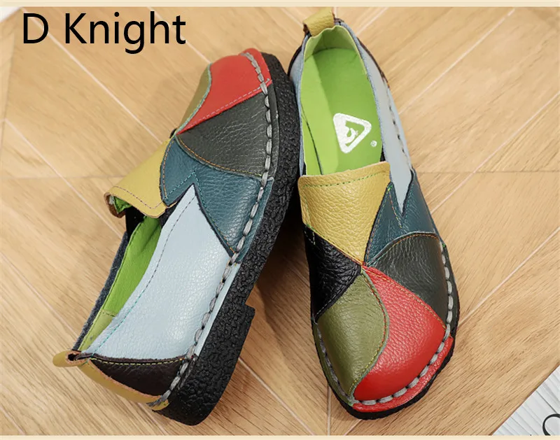 2018 Vintage Flat Shoes Woman Loafers Ethnic Style Handmade Genuine Leather Women's Shoes & Flats Mixed Colors Casual Boat Shoes (11)