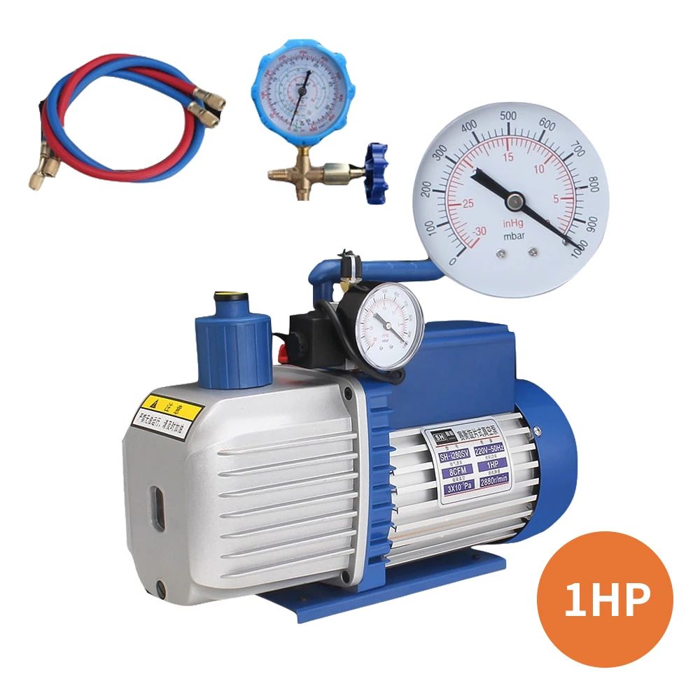 Double-stage Rotary Vane Vacuum Pump 1HP 220V 50HZ 0.3Pa for Air Conditioning/Refrigeration Repair/Vacuum Packaging/Gas Analysis
Double-stage Rotary Vane Vacuum Pump 1HP 220V 50HZ 0.3Pa for Air Conditioning/Refrigeration Repair/Vacuum Packaging/Gas Analysis