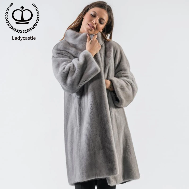 

Wholeskin Mink Fur Coat Luxurious Imported Sapphire Reak Fur Coats & Jackets For Women Winter Tops Nature Mink Overcoats MKW-225