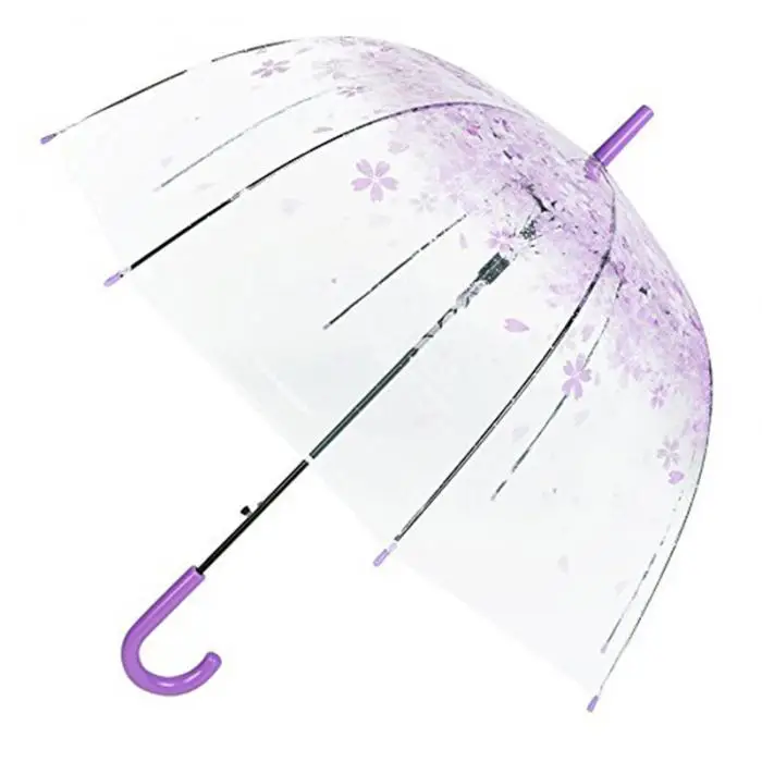 Fashion Transparent Parapluie Creative Women Rain Sun Umbrella Long Handle Cherry Blossom Mushroom Princess Romantic Umbrella