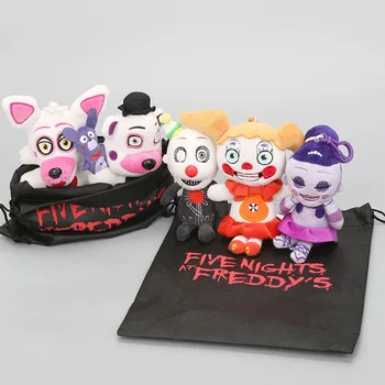 5pcs Sister Location Plush Keychains with Gift Bag 15cm Five Nights At Freddy's Dolls Baby Ballora Freddy Fazbear Foxy FNAF Toys
5pcs Sister Location Plush Keychains with Gift Bag 15cm Five Nights At Freddy's Dolls Baby Ballora Freddy Fazbear Foxy FNAF Toys