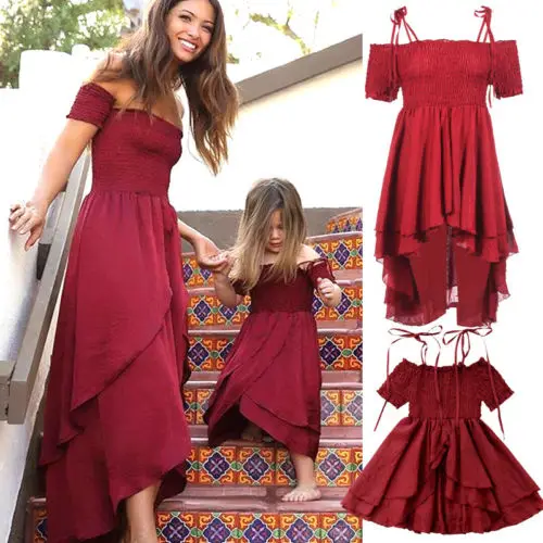 New Family Matching Mother Daughter Red Strap Dress Summer Parent Kid Baby Girls Off Shoulder Long Full Evening Party Dress
New Family Matching Mother Daughter Red Strap Dress Summer Parent Kid Baby Girls Off Shoulder Long Full Evening Party Dress