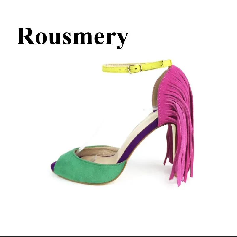 2018 Newest Fashion Popular Peep Toe Fringe Buckle Strap Mixed Colors Thin High Heel Summer Women Sandals High Quality
2018 Newest Fashion Popular Peep Toe Fringe Buckle Strap Mixed Colors Thin High Heel Summer Women Sandals High Quality