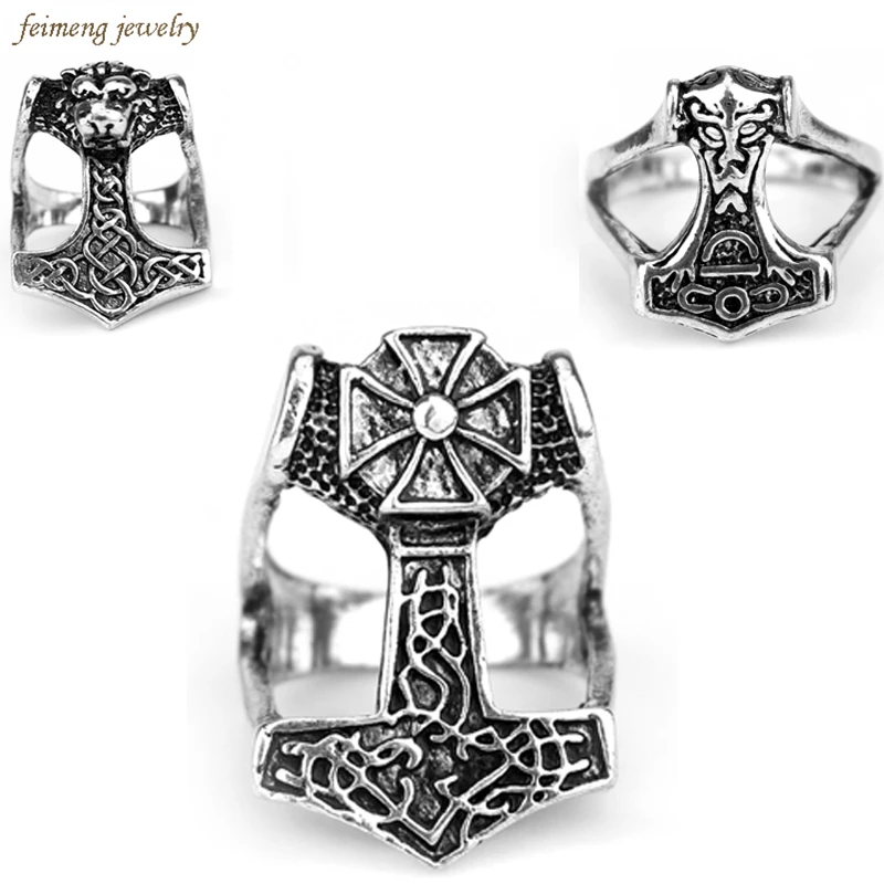 Viking Jewelry Norse Viking Thor's Hammer Knot Mjolnir Locket Viking Zinc Alloy Rings For Men
Viking Jewelry Norse Viking Thor's Hammer Knot Mjolnir Locket Viking Zinc Alloy Rings For Men