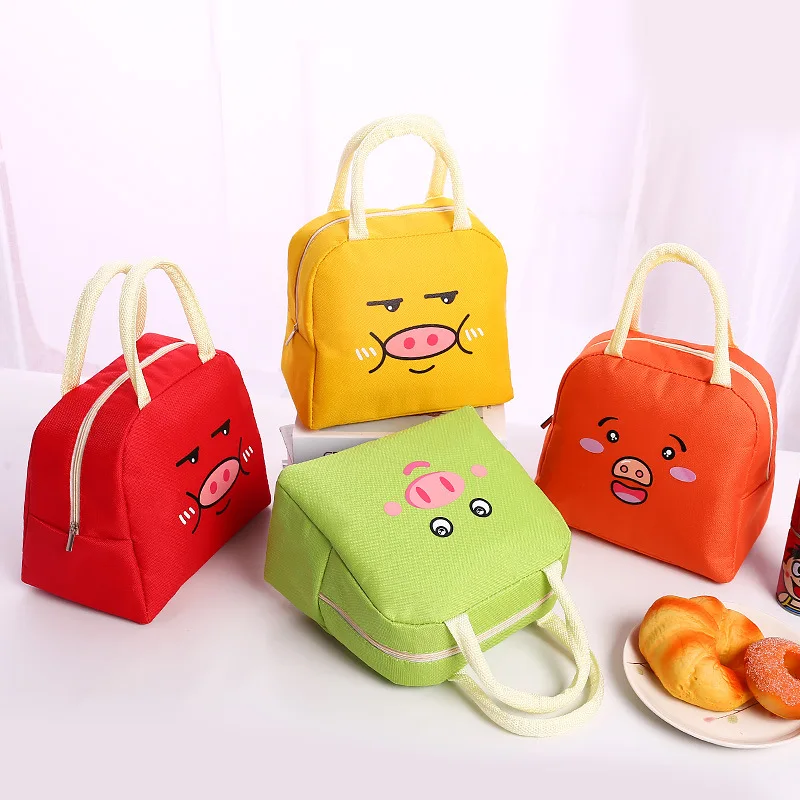 

Small Pig Portable Lunch Bag Thermal Insulated Lunch Box Tote Cooler Bag Bento Pouch Lunch Container School Food Storage Bags