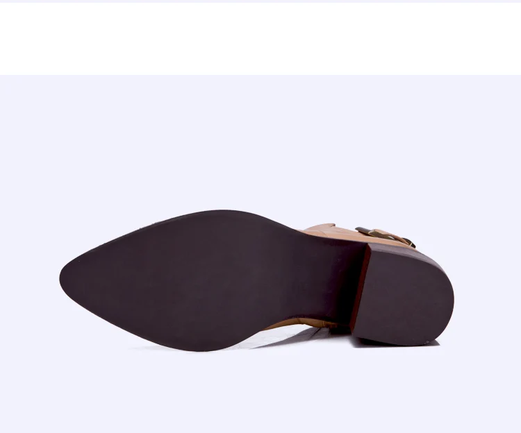 Donna-in leather ankle boots pointed toe thick heel ladies short boots women's leather boots 96350-19 (29)