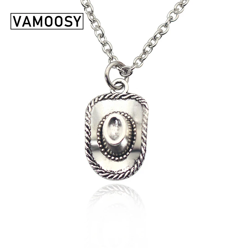 VAMOOSY 1Pcs Cowboy hat Delicate Ancient silver Pendant Necklace Charm Silver rock cowboy Jewelry Necklace For Women Female male
VAMOOSY 1Pcs Cowboy hat Delicate Ancient silver Pendant Necklace Charm Silver rock cowboy Jewelry Necklace For Women Female male