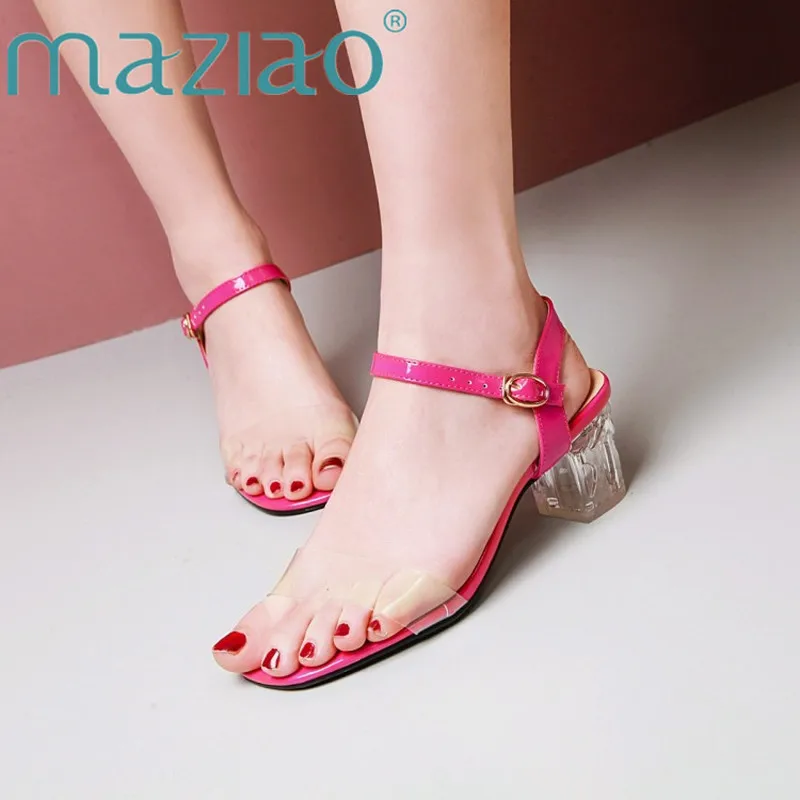MAZIAO High Heels Shoes Women Transparent Chunky Heel Party Shoes Buckle Open Toe Lady Sandals Summer Yellow Large Size 32-48
MAZIAO High Heels Shoes Women Transparent Chunky Heel Party Shoes Buckle Open Toe Lady Sandals Summer Yellow Large Size 32-48