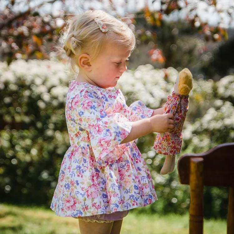 Mother nest Floral Summer Cute Girls Baby Half Sleeves Dress Cotto Puff Newborn Clothes Children Kids Flower Infant Princess (3)