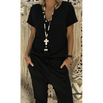 Women Short Sleeve Plus Size Sexy V Neck Pockets Rompers Minimalist Female Casual Loose Solid Sportswear Jumpsuits SJ3201E
Women Short Sleeve Plus Size Sexy V Neck Pockets Rompers Minimalist Female Casual Loose Solid Sportswear Jumpsuits SJ3201E