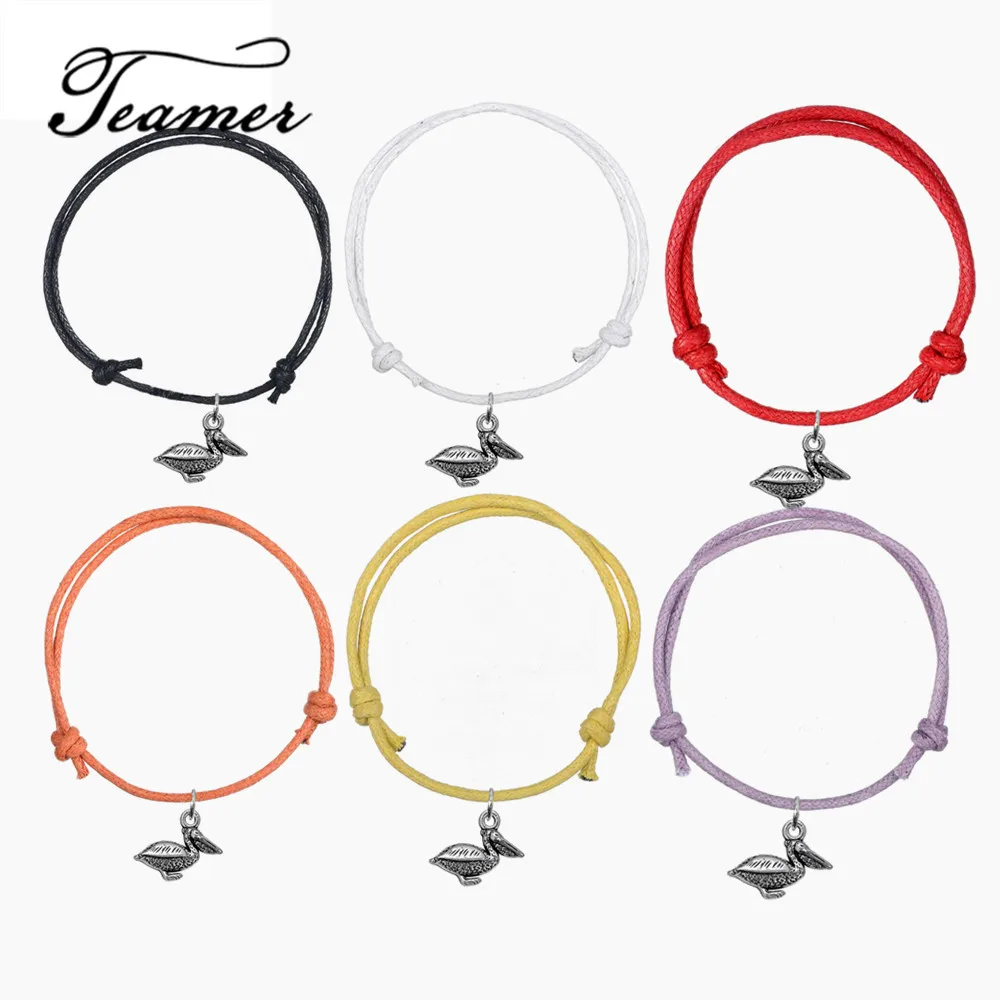 Teamer Korean Wax Cord Wrap Bracelet Adjustable Pendant Bracelets with Animal Pelican Charm Best Gift 5pcs/lot 8 colors
Teamer Korean Wax Cord Wrap Bracelet Adjustable Pendant Bracelets with Animal Pelican Charm Best Gift 5pcs/lot 8 colors
