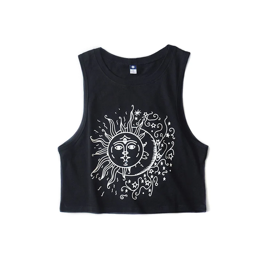 Summer Style Women Black Round Neck Sleeveless Bustier cool Totem Print Crop Top Casual Women white cotton Vest Tank Tops
Summer Style Women Black Round Neck Sleeveless Bustier cool Totem Print Crop Top Casual Women white cotton Vest Tank Tops