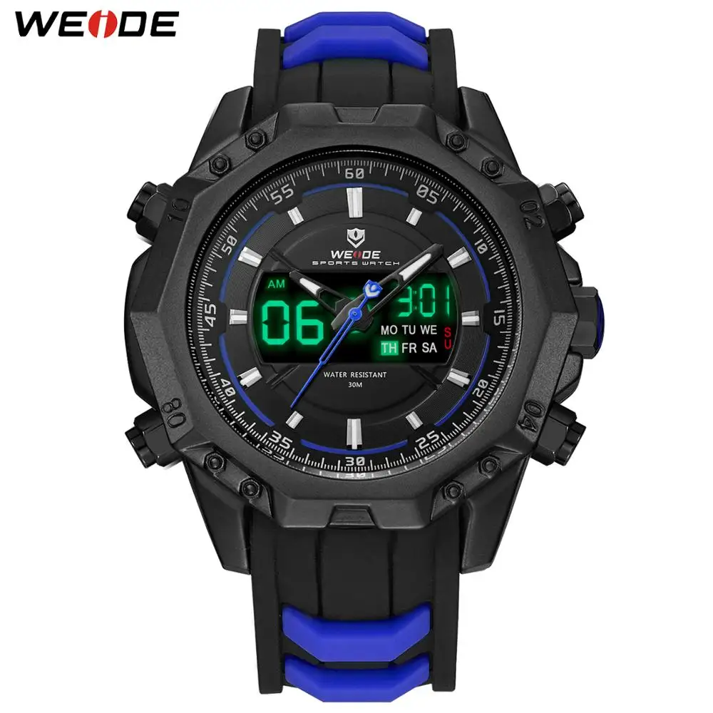 WEIDE Mens Analog Back Light Alarm Rubber Band Stopwatch Chronograph Date Day LCD Digital Dual Display Sport Quartz Wristwatches
WEIDE Mens Analog Back Light Alarm Rubber Band Stopwatch Chronograph Date Day LCD Digital Dual Display Sport Quartz Wristwatches