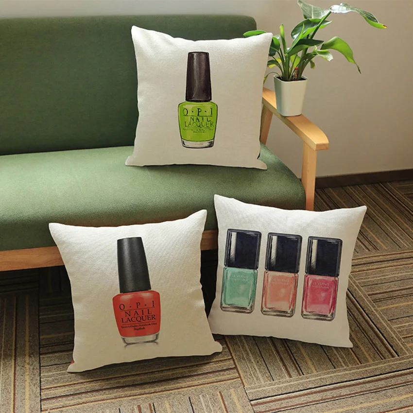 Fashion Nail Color Bottle Print Sofa Home Decorative Cushion Cotton Linen Square Outdoor Chair Back Pillows No Insert
Fashion Nail Color Bottle Print Sofa Home Decorative Cushion Cotton Linen Square Outdoor Chair Back Pillows No Insert