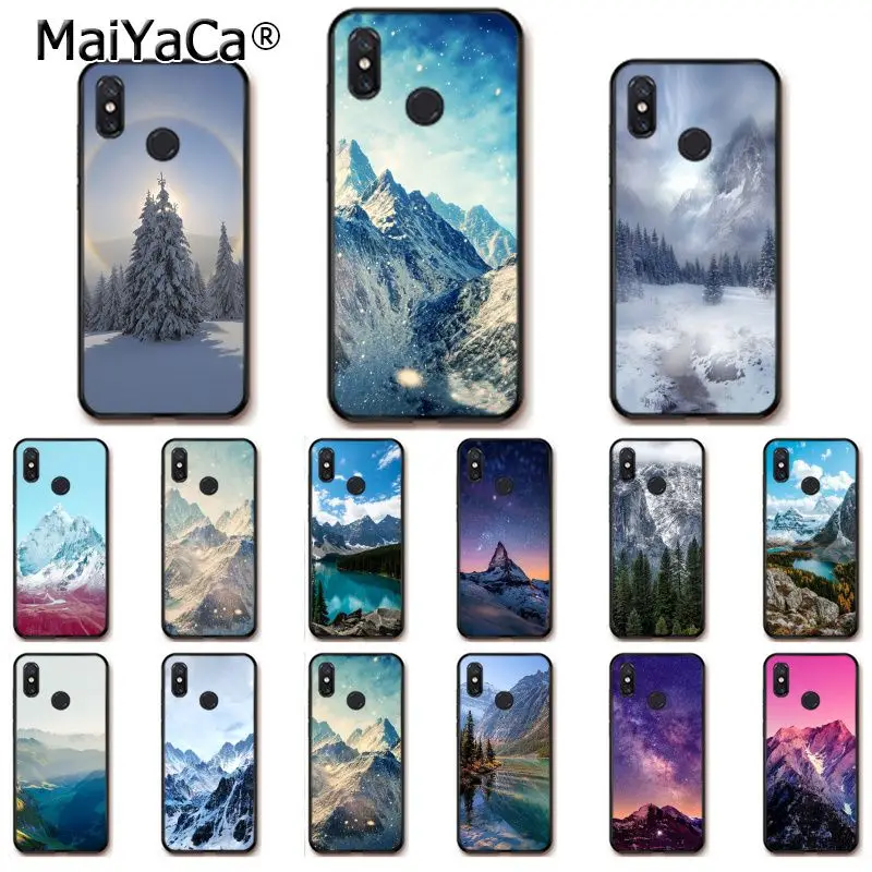 MaiYaCa зимний Снежный Горный пейзаж черный чехол для телефона Xiaomi Redmi8 4X 6A S2 7A Redmi 5 5Plus