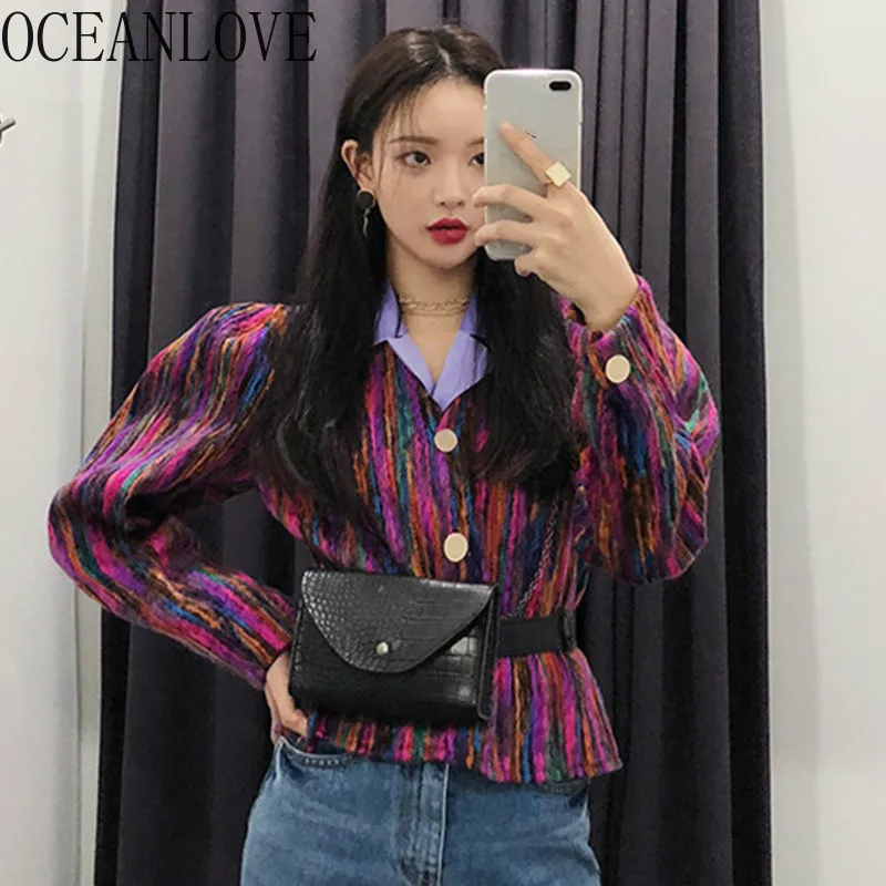 OCEANLOVE Winter Clothes Women Striped Rainbow Vintage Jacket V Neck Single Breasted Chaqueta Mujer Long Sleeve Short Coat 12527
OCEANLOVE Winter Clothes Women Striped Rainbow Vintage Jacket V Neck Single Breasted Chaqueta Mujer Long Sleeve Short Coat 12527