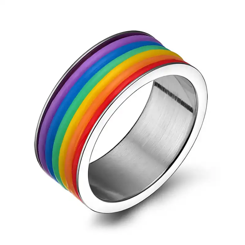Gay pride engagement rings