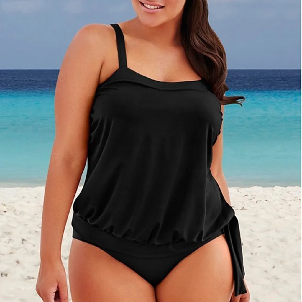 Women's Plus Size Strap Solid Black Two Piece Tankini Set Padded Bra Swimsuit Beachwear Swimwear Summer Beah Dress Batghing Suit
Women's Plus Size Strap Solid Black Two Piece Tankini Set Padded Bra Swimsuit Beachwear Swimwear Summer Beah Dress Batghing Suit