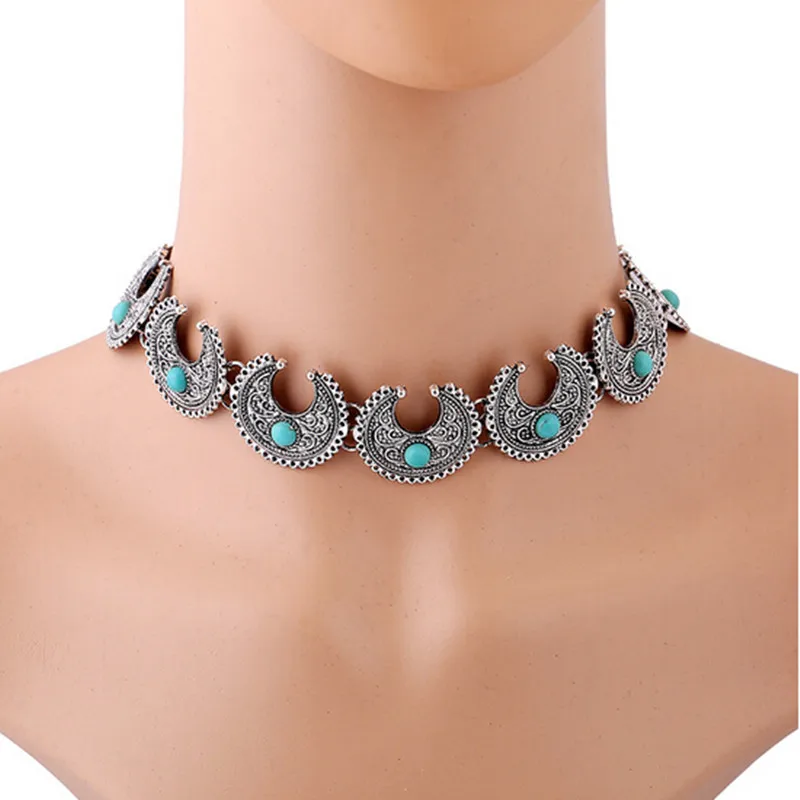 2017 Hot Boho Collar Choker Tibetant Silver Necklace jewelry for women Fashion Vintage Ethnic style Bohemia Blue stone necklace
2017 Hot Boho Collar Choker Tibetant Silver Necklace jewelry for women Fashion Vintage Ethnic style Bohemia Blue stone necklace