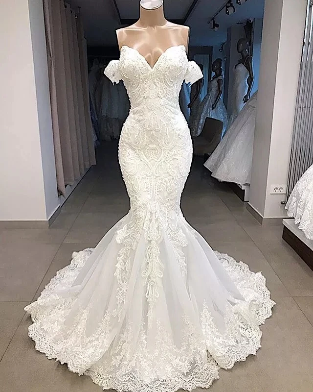 Charming Off Shoulder Mermaid Wedding Dress 2019 Short Sleeve Lace Wedding Bridal Gowns For Bride Vestido de noiva
Charming Off Shoulder Mermaid Wedding Dress 2019 Short Sleeve Lace Wedding Bridal Gowns For Bride Vestido de noiva