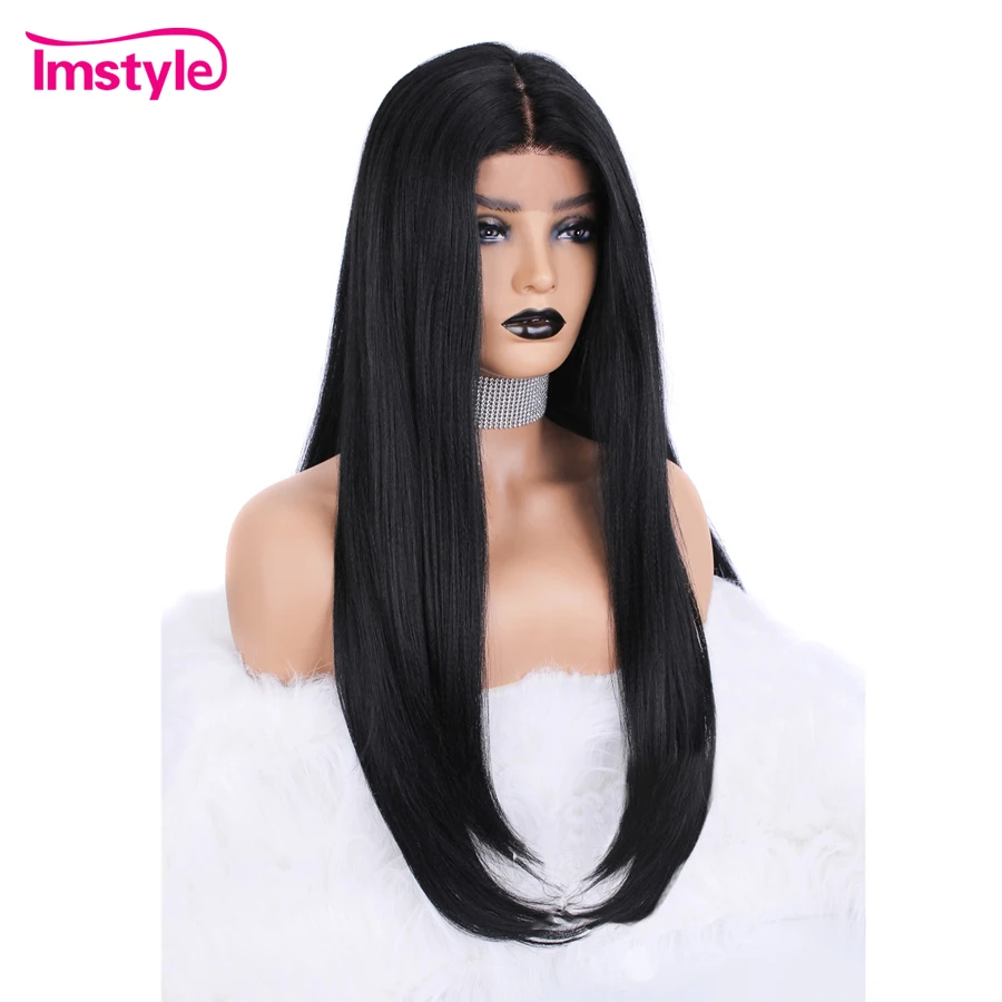 Imstyle Straight Long Black Synthetic Lace Front Wigs Yaki Hair For Women Middle Part Heat Resistant Fiber Natural Hair 1B Color
Imstyle Straight Long Black Synthetic Lace Front Wigs Yaki Hair For Women Middle Part Heat Resistant Fiber Natural Hair 1B Color
