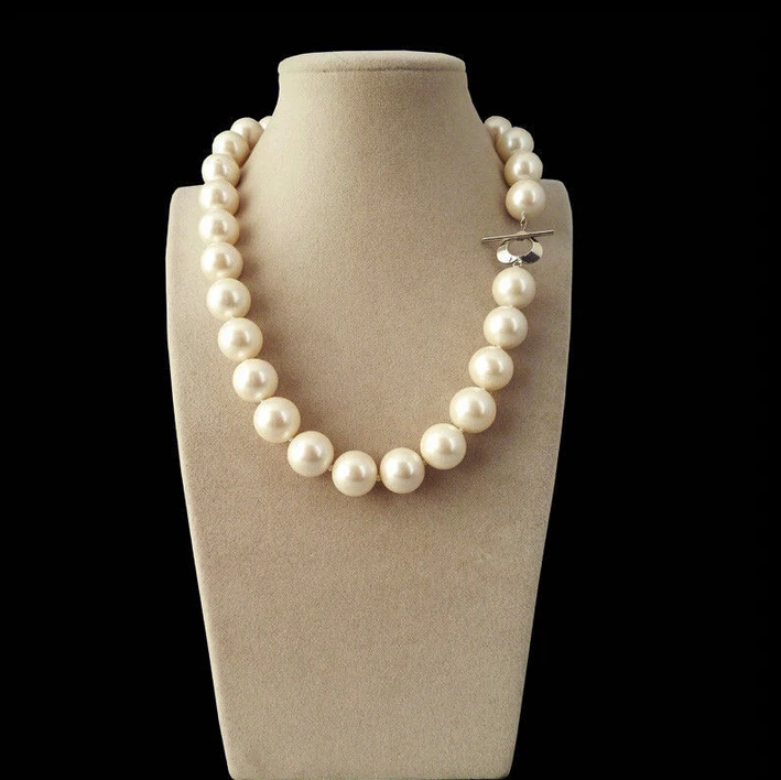 

FREE SHIPPING Genuine Natural 12mm White South Sea Shell Pearl Round Gems Beads NecklaceNoble style Natural Fine jewe fas