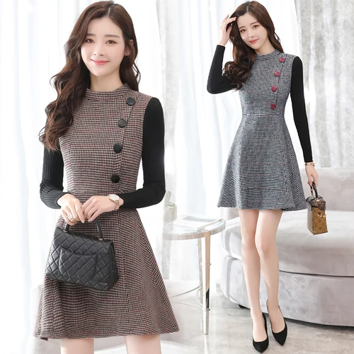 Full Sleeve Wool Dress 2018 Spring And Autumn Fake Two Women Dresses Fashion Stand Collar Knitting Thick Women's Clothing
Full Sleeve Wool Dress 2018 Spring And Autumn Fake Two Women Dresses Fashion Stand Collar Knitting Thick Women's Clothing