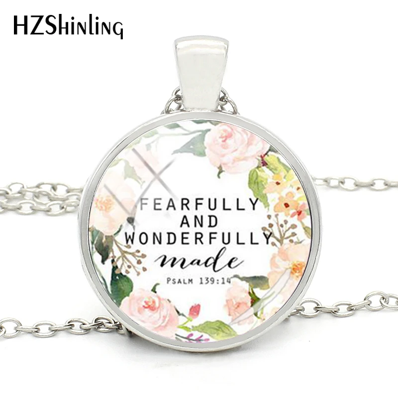 2018 New Fashion Psalm 139 14 Fearfully and Wonderfully Made Quote Bible Verse Necklace Glass Charm Pendant Necklace for Gift
2018 New Fashion Psalm 139 14 Fearfully and Wonderfully Made Quote Bible Verse Necklace Glass Charm Pendant Necklace for Gift
