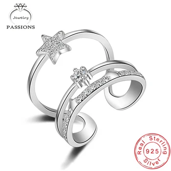 New Fashion 925 Sterling Silver Star Rhinestone CZ Multilayers Rings Open Adjustable AAA Zircon 3 Layers Ring Women Jewelry Gift
New Fashion 925 Sterling Silver Star Rhinestone CZ Multilayers Rings Open Adjustable AAA Zircon 3 Layers Ring Women Jewelry Gift