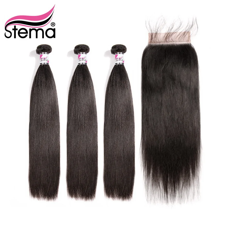 Stema Brazilian Straight Hair Bundles With Closure 3PCS Hair Weaves With 1PC 5x5 Lace Closure Remy Hair Extension Free Shipping
Stema Brazilian Straight Hair Bundles With Closure 3PCS Hair Weaves With 1PC 5x5 Lace Closure Remy Hair Extension Free Shipping